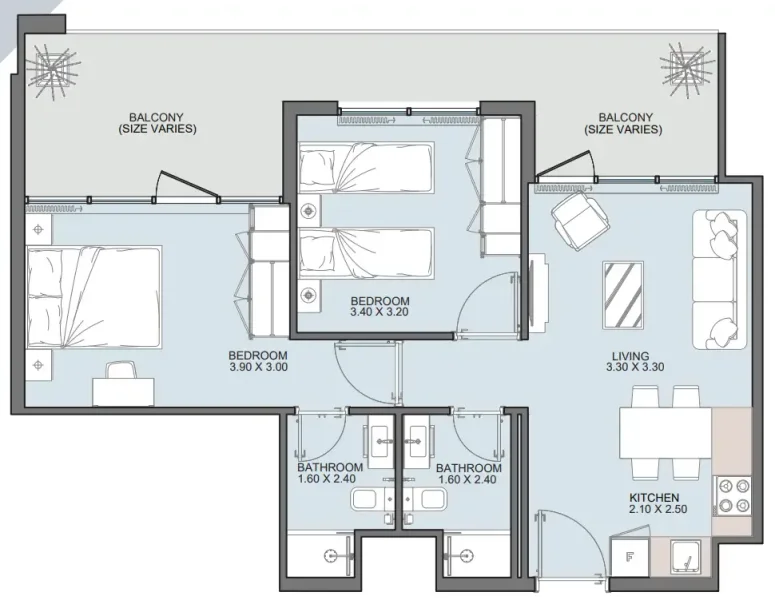 2.0 bedrooms apartments - Alba Tower