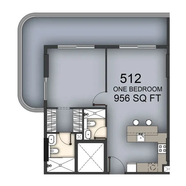 1.0 bedroom apartments - Aizel Tower