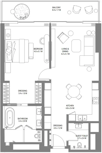 1.0 bedroom hotel apartments - Anantara Sharjah Resort