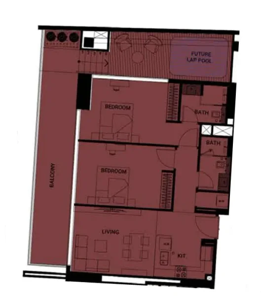 2.0 bedrooms apartments - Binghatti Ruby