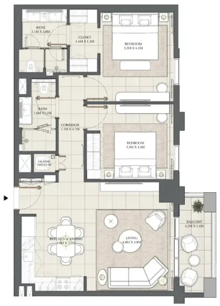 2.0 bedrooms apartments - Cedar