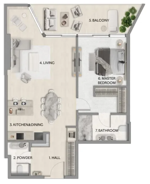 1.0 bedroom apartments - Riviera Residence