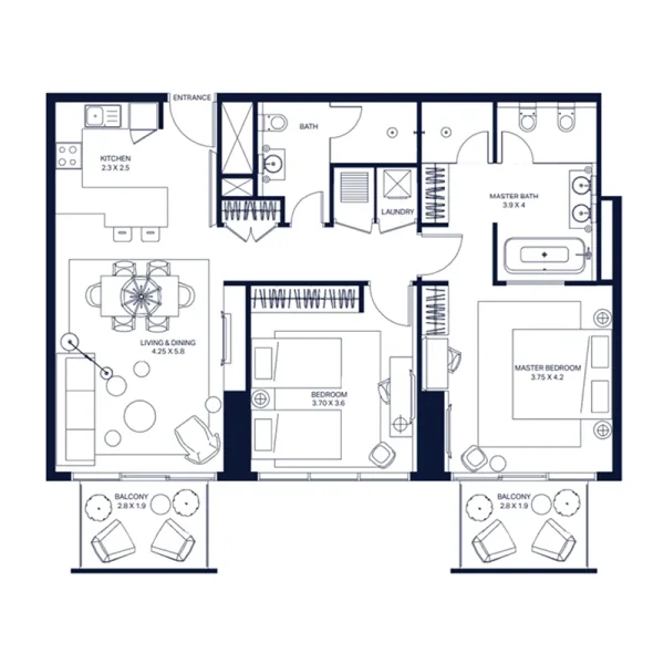 2.0 bedrooms apartments - The Atria