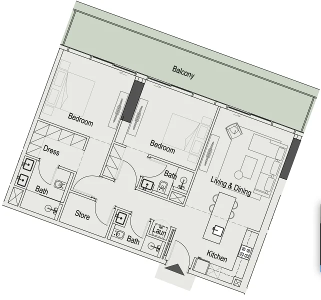 2.5 bedrooms apartments - 15 Cascade Featured by Versace Ceramics