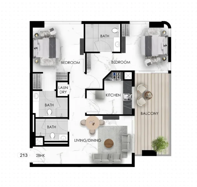 2.0 bedrooms apartments - The Eighty Three