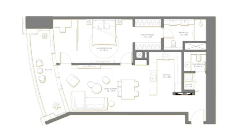 1.0 bedroom apartments - Palm Beach Tower 3
