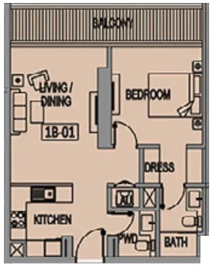 1.0 bedroom apartments - Jade Tower