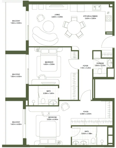 2.0 bedrooms apartments - Olivia Gardens