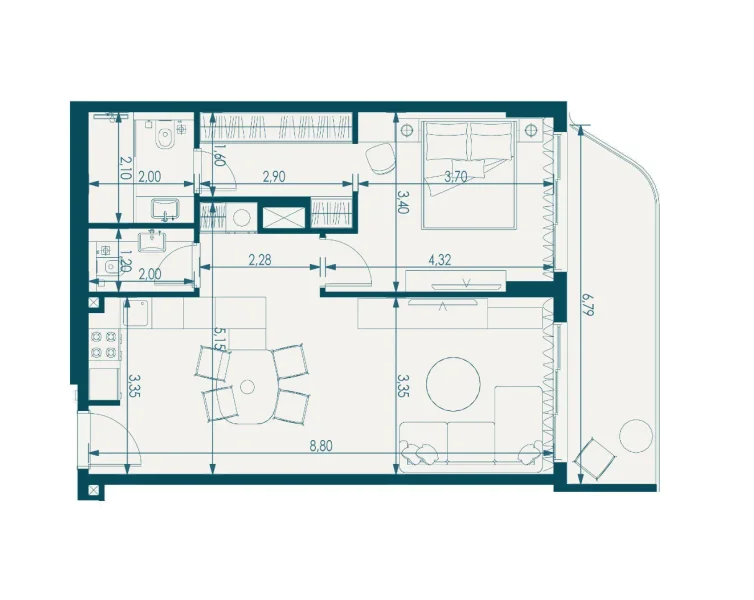 1.0 bedroom apartments - Vitality Residence