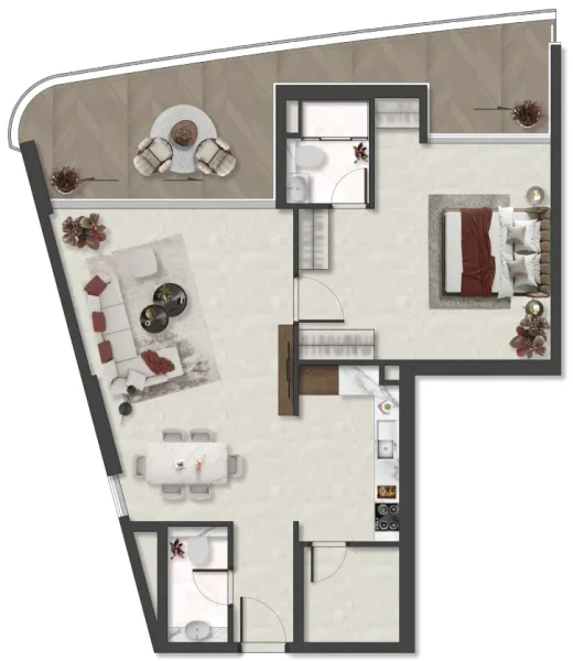 1.0 bedroom apartments - Aquino