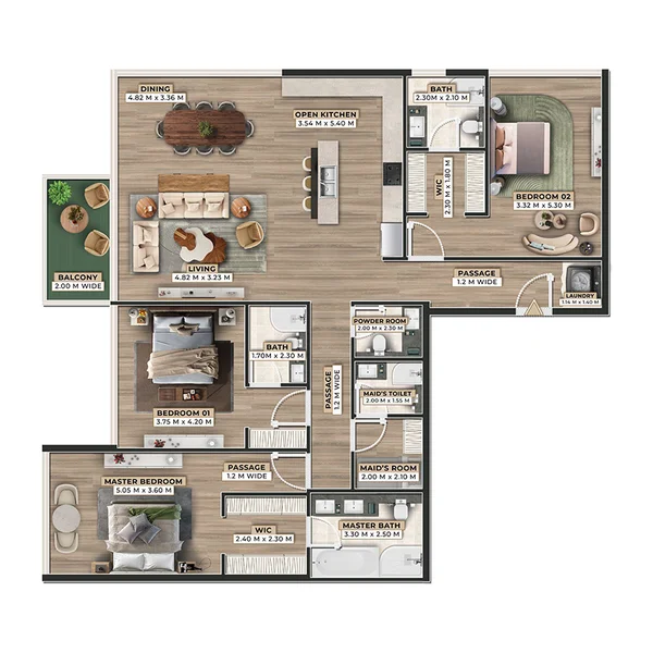 3 bedroom Apartments -  Firoza