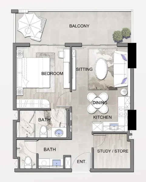 1.0 bedroom apartments - Listone Residence