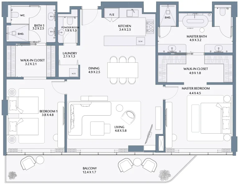 2.0 bedrooms apartments - Anantara Mina