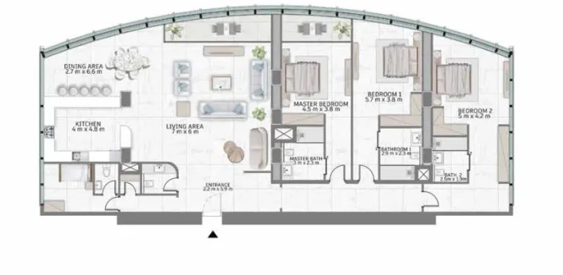 3.0 bedrooms penthouse - Al Habtoor Tower