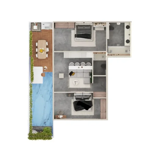 2.0 bedrooms apartments - OM Club House