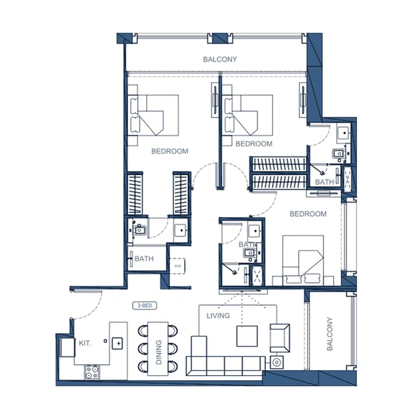 3 bedroom Apartments - Binghatti Twilight