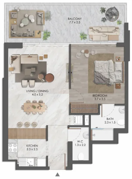 1.0 bedroom apartments - Almaara Residences