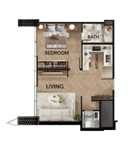 1.0 bedroom apartments - Radiant Bridges