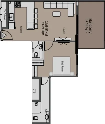 1.0 bedroom apartments - Golden Woods Albab Views