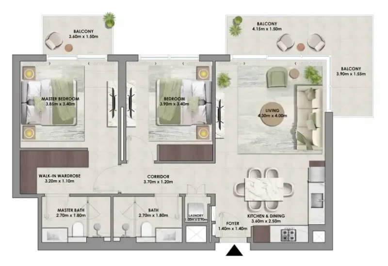 2.0 bedrooms apartments - Palace Residences Hillside