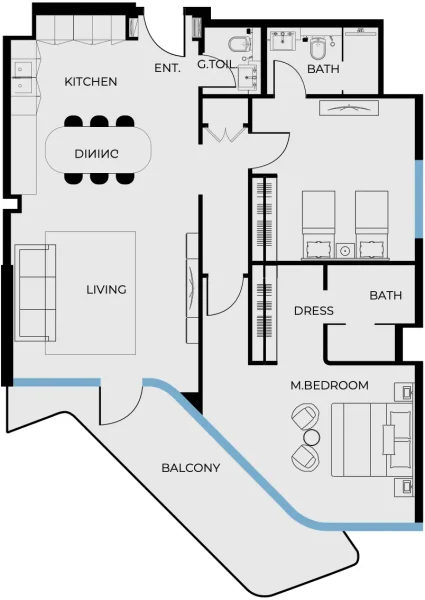 2.0 bedrooms apartments - Coastal Haven