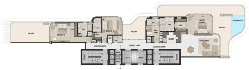3.0 bedrooms apartments - Vitalia Palm Jumeirah Residences