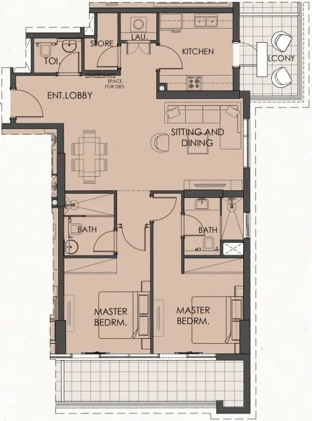 2.0 bedrooms apartments - Living Legends Phase 5