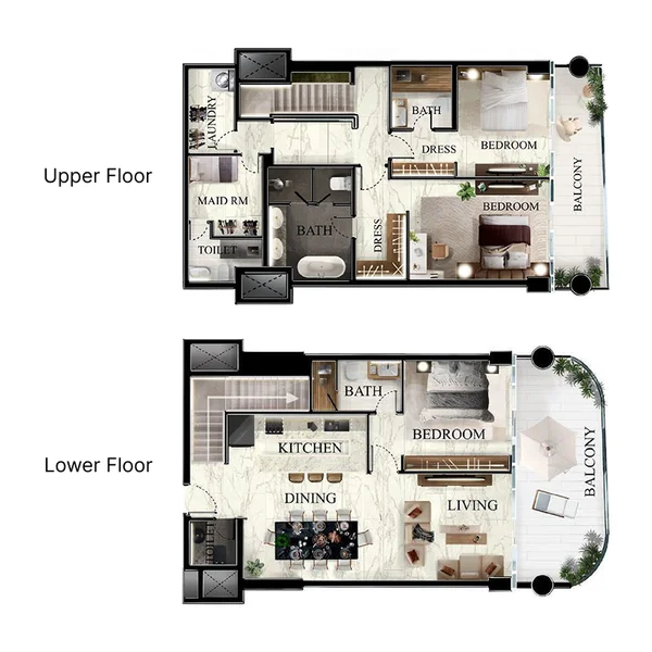 3 bedroom Duplex -  Radiant Elite Tower