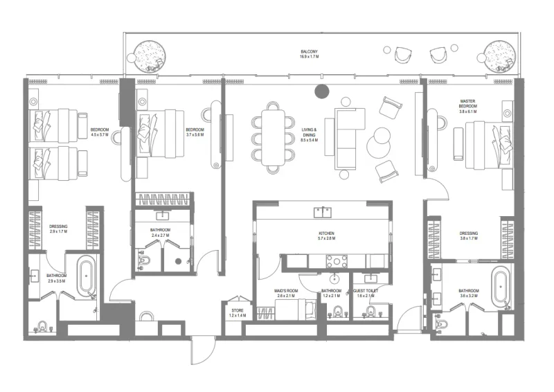 3.0 bedrooms hotel apartments - Anantara Sharjah Resort