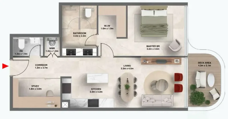 1.0 bedroom apartments - The Tides