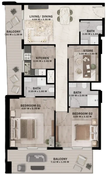 2.0 bedrooms apartments - VOI Residence