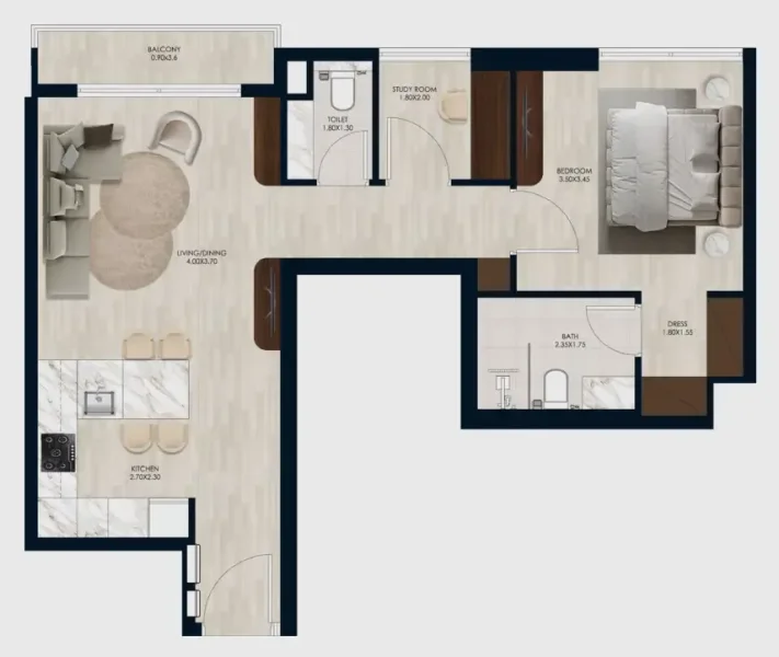 1.5 bedrooms apartments - Coral by Vision