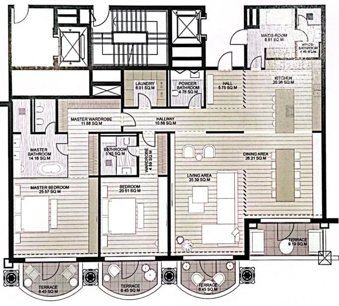 3.0 bedrooms apartments - Raffles The Palm Dubai