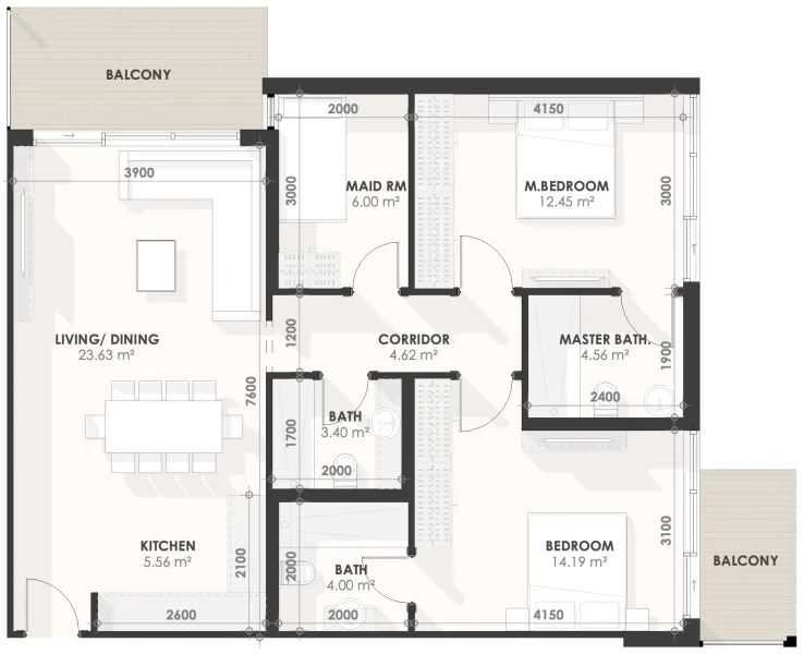 2.0 bedrooms apartments - Amazonia Residence