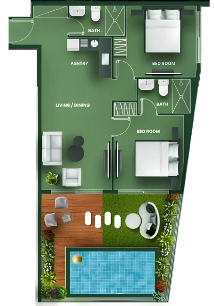 2.0 bedrooms apartments - Vincitore Aqua Flora