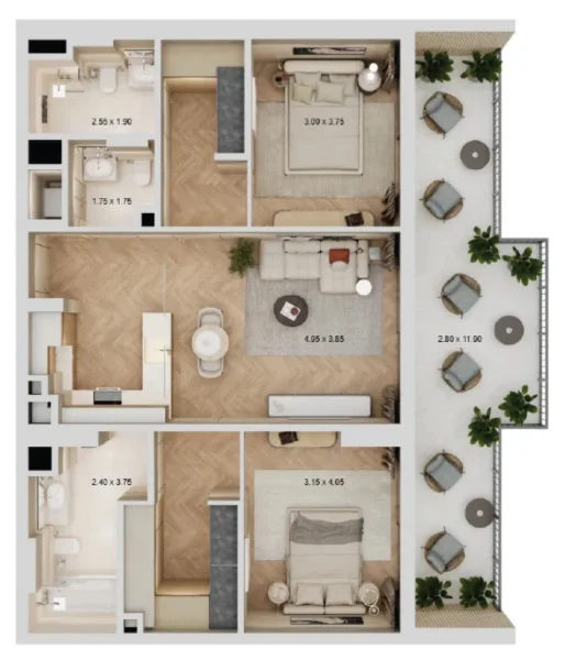 2.0 bedrooms apartments - Arisha Terraces