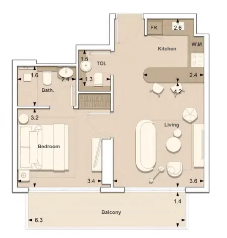 1.0 bedroom apartments - Lume Residences
