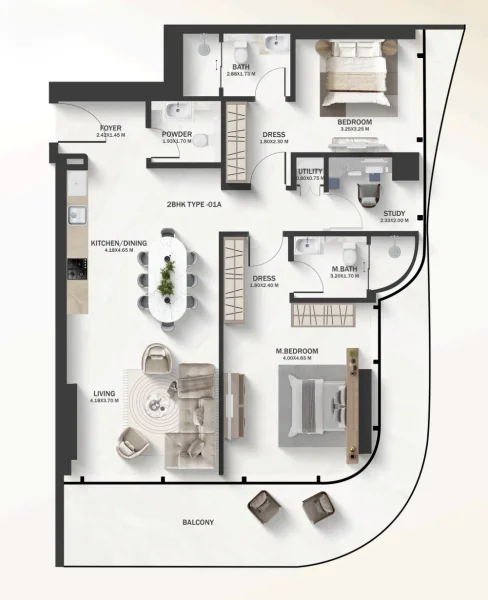2.0 bedrooms apartments - Azure Park Residences