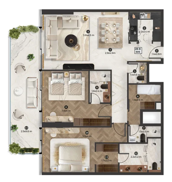 2.5 bedrooms apartments - Stellar by Elie Saab