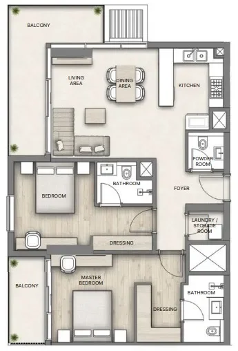 2.0 bedrooms apartments - Al Hamra Greens