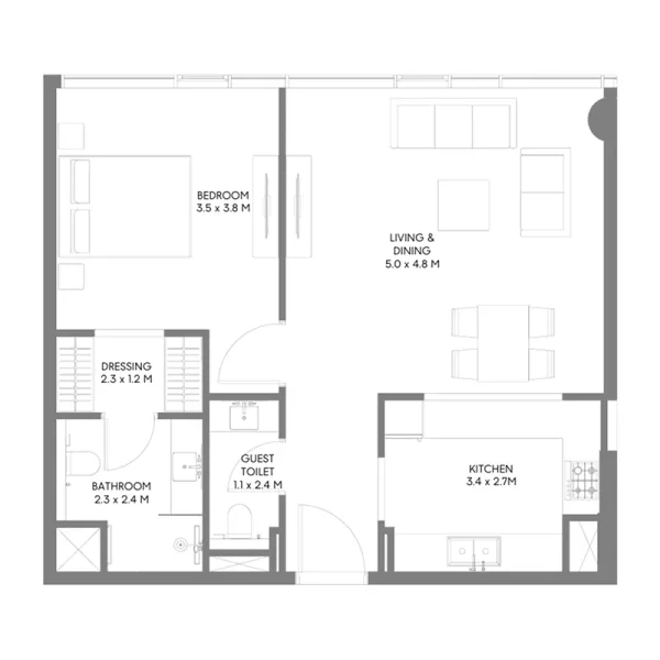 1.0 bedroom apartments - The Gate 5