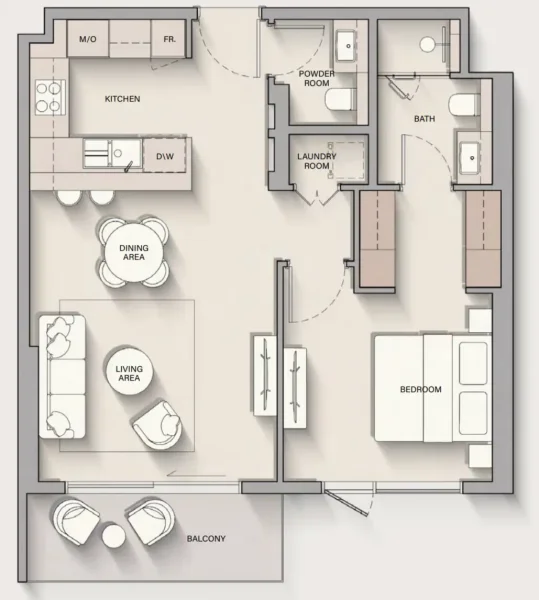 1.0 bedroom apartments - The Hillgate