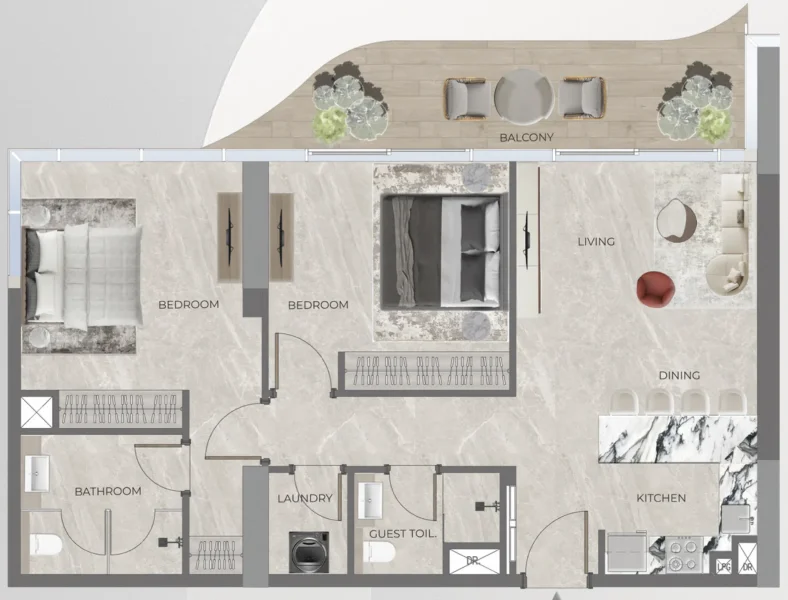 2.0 bedrooms apartments - Beverly Grande