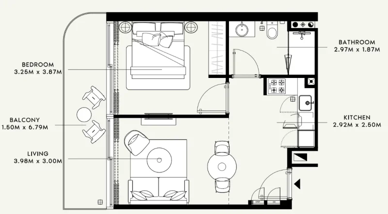1.0 bedroom apartments - Azizi Raffi