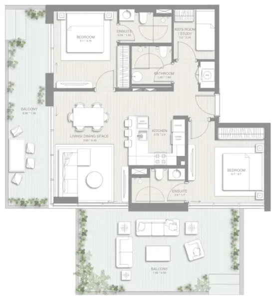 2.5 bedrooms apartments - Sol Levante