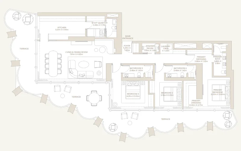 3.0 bedrooms apartments - Eden House Za’abeel