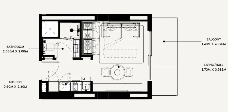 0.0 bedroom apartments - Azizi Rose
