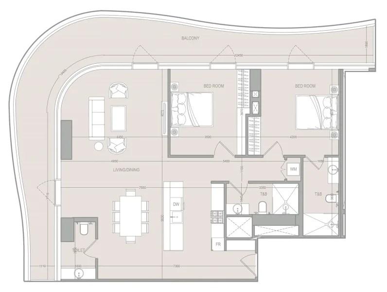 2.0 bedrooms apartments - A1LA Residence