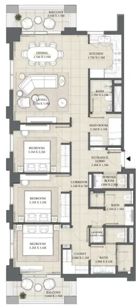 3.0 bedrooms apartments - Cedar
