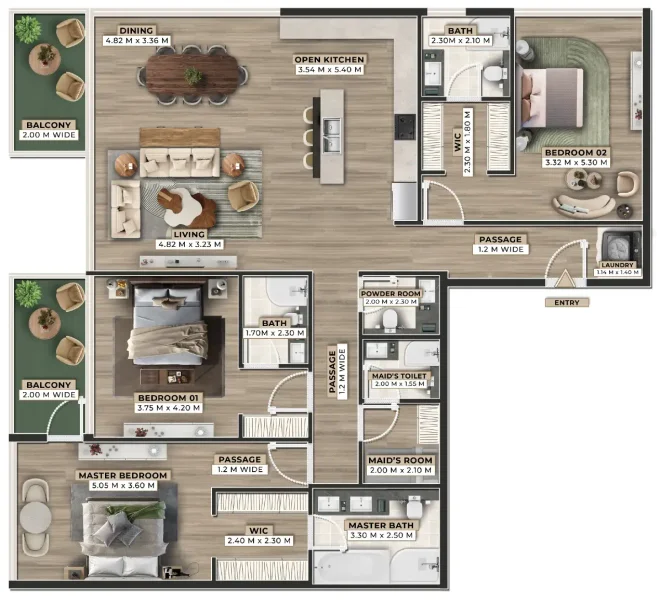 3.0 bedrooms apartments - Firoza